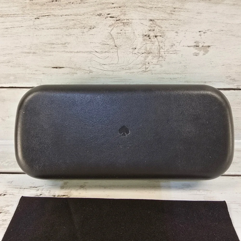 Kate Spade New York Green Black Hard Clamshell Eyeglass Case with Cleaning Cloth